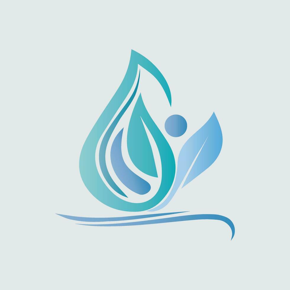 natural hoja agua soltar logo diseño vector