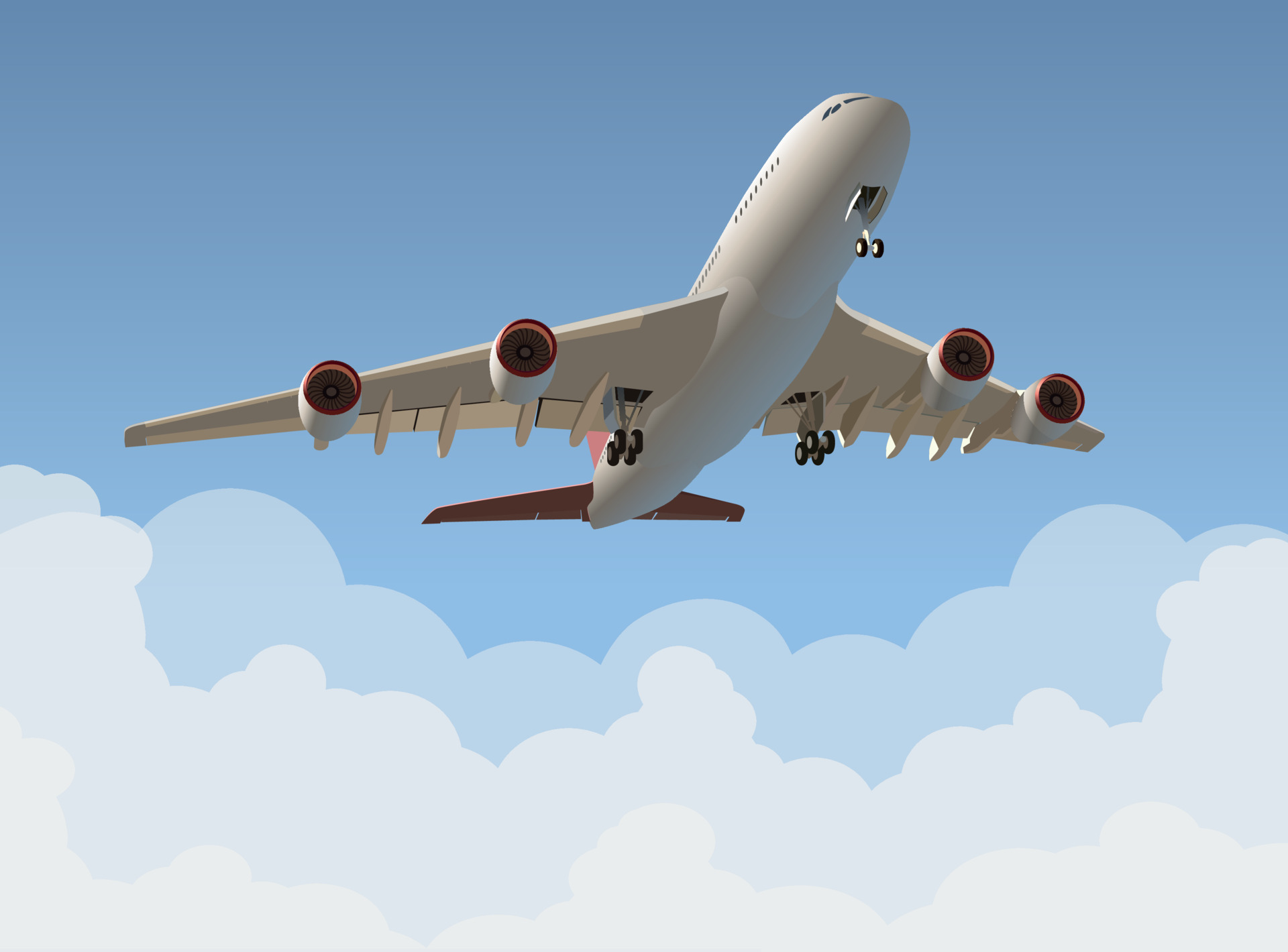 the-plane-takes-off-against-the-background-of-a-cloudy-sky-vector
