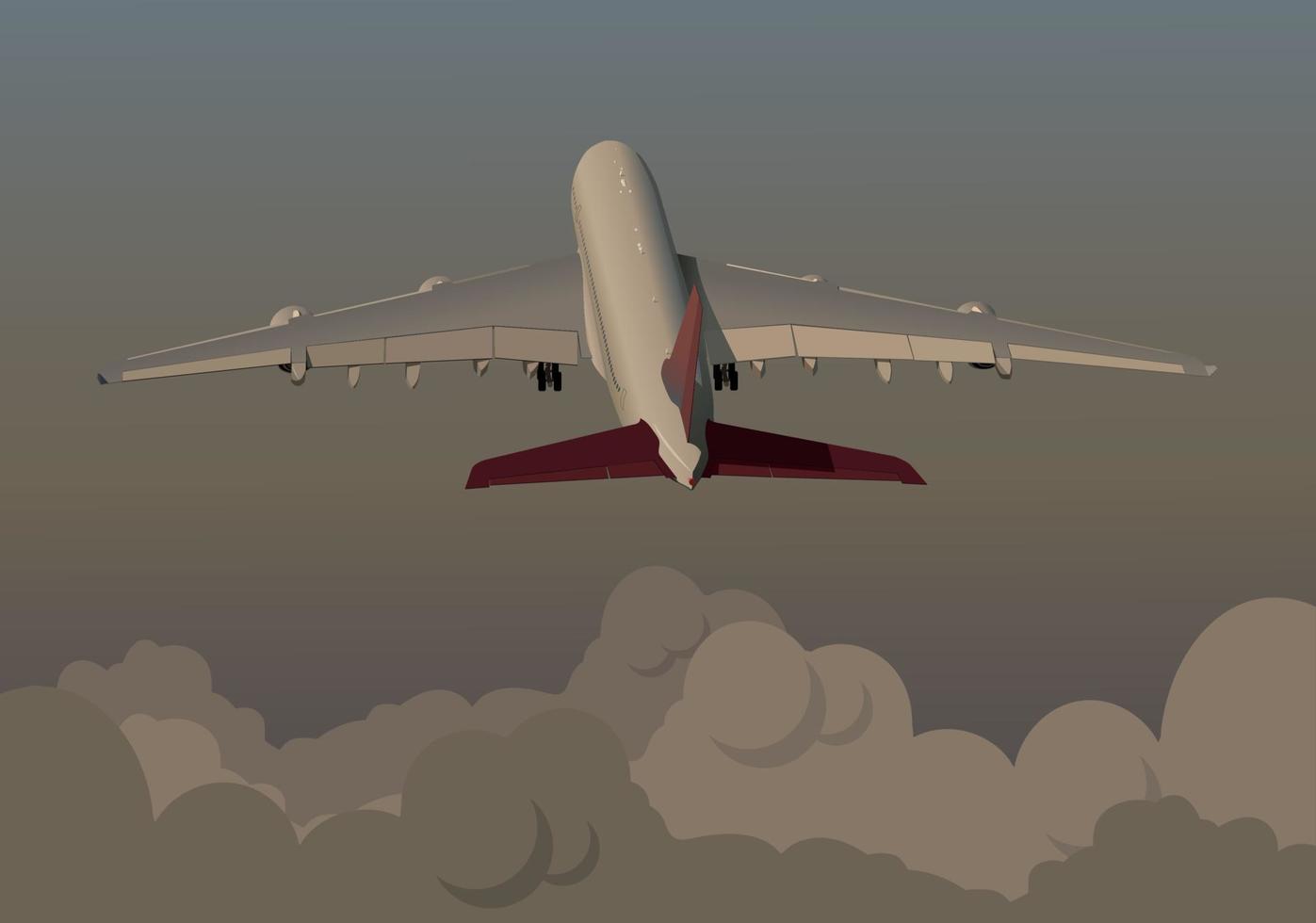 The plane flies above the clouds. Vector. vector