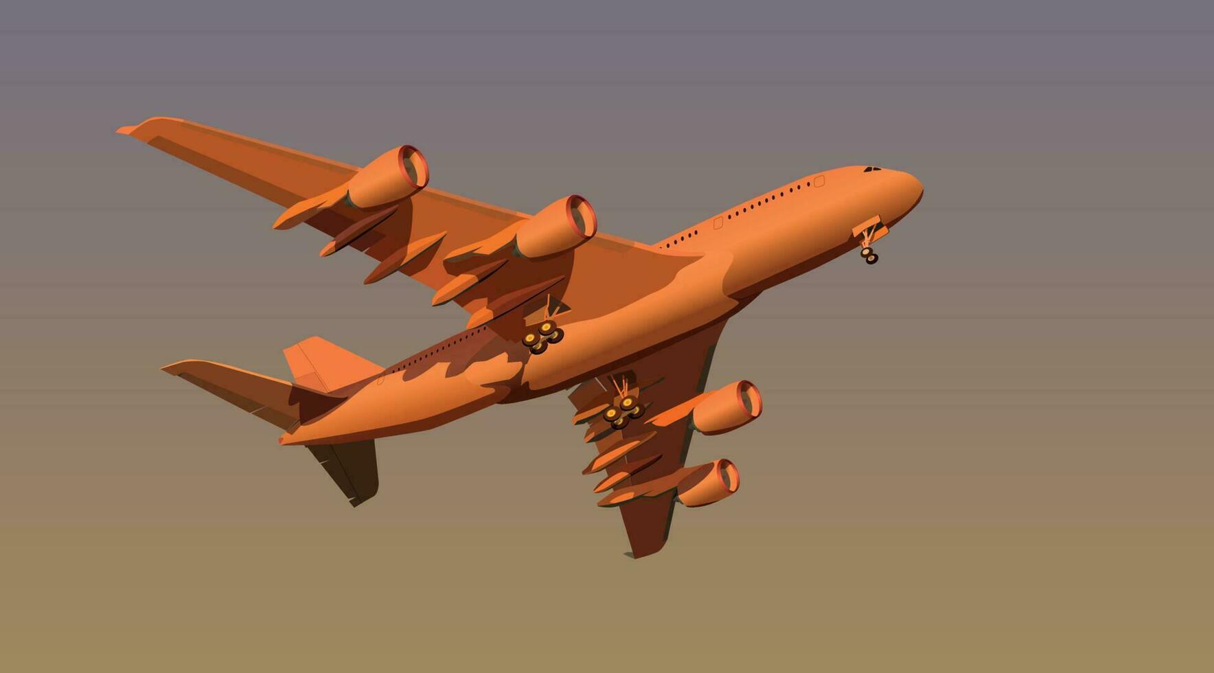 An airplane flies in the evening sky. Vector. vector