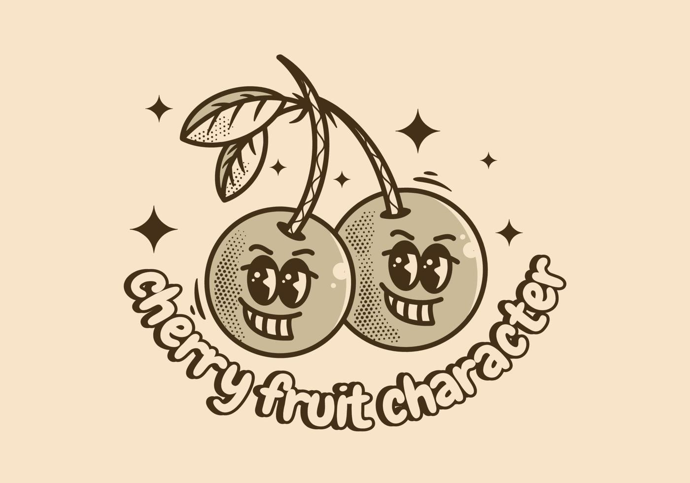 Clásico mascota personaje diseño de dos Cereza Fruta vector