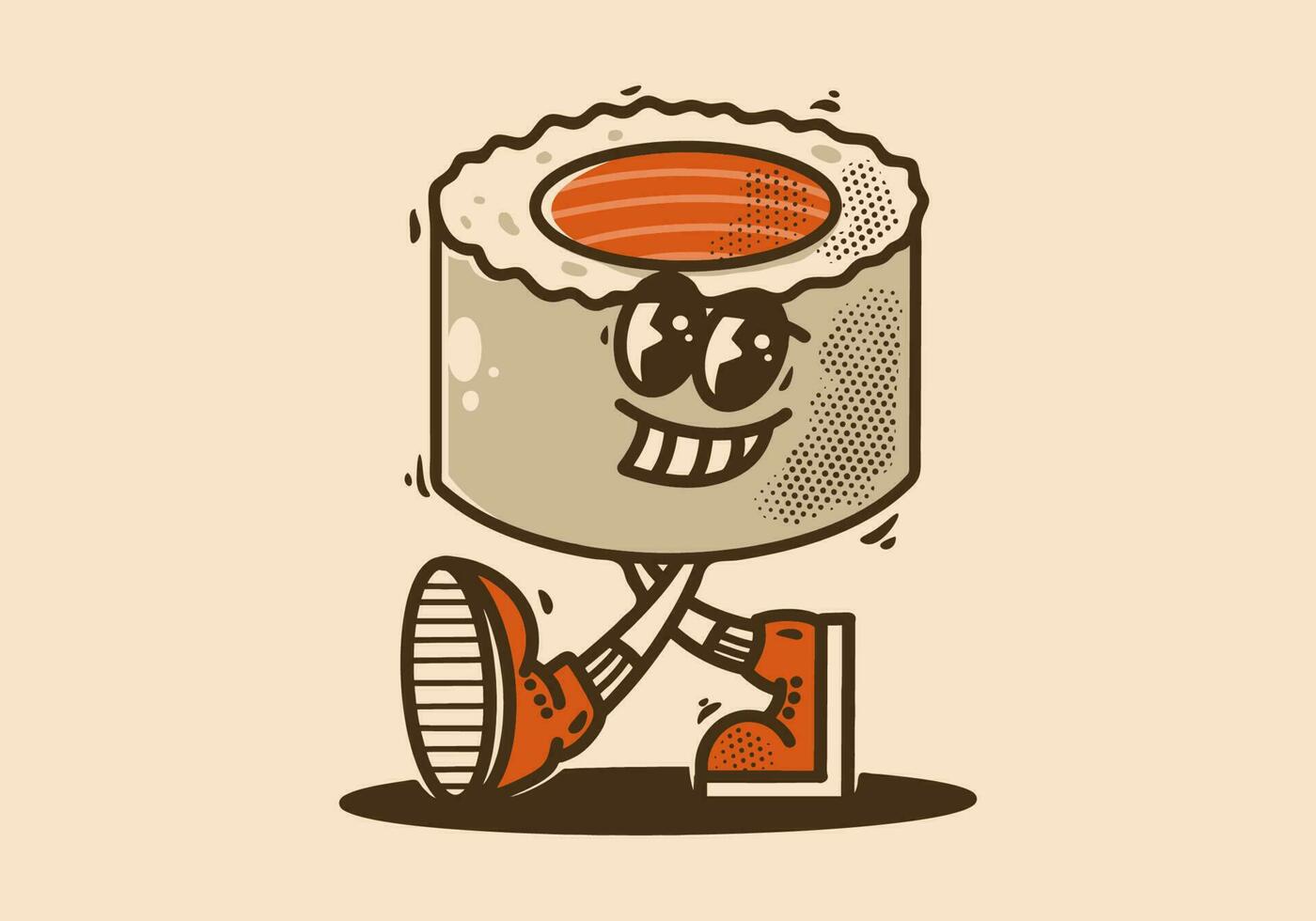 Vintage mascot character design of a norimaki sushi vector