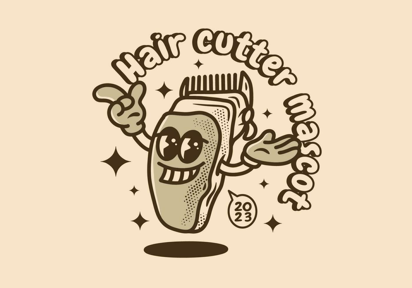 Vintage mascot character design of a hair clipper vector