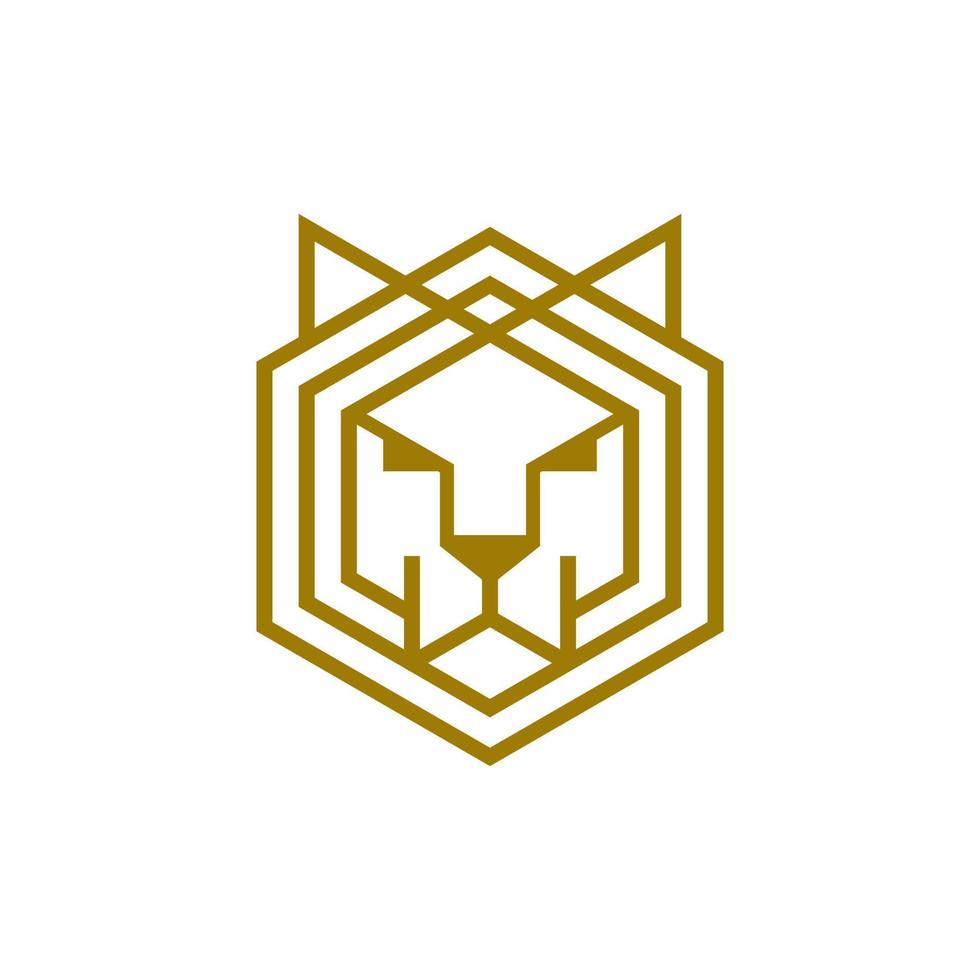Tiger Head  Vector illustration of Linear Style Logo Design Template