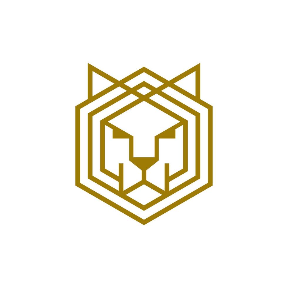 Tiger Head  Vector illustration of Linear Style Logo Design Template