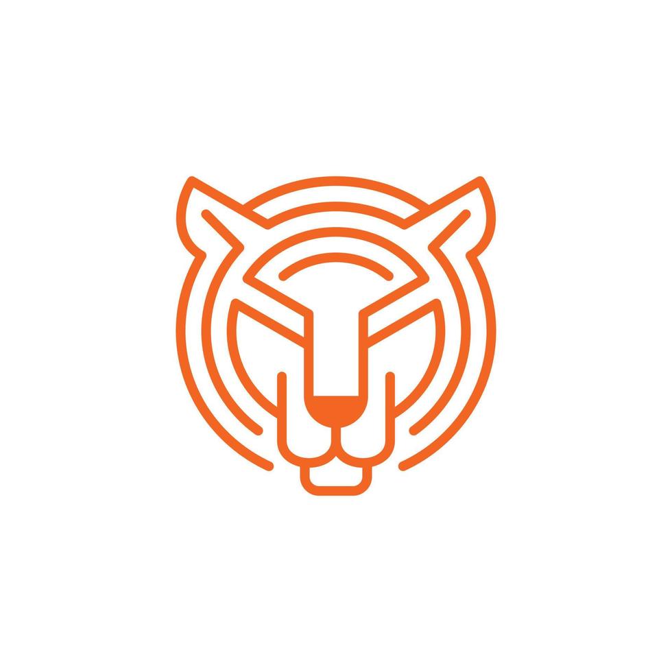 Tiger Head  Vector illustration of Linear Style Logo Design Template
