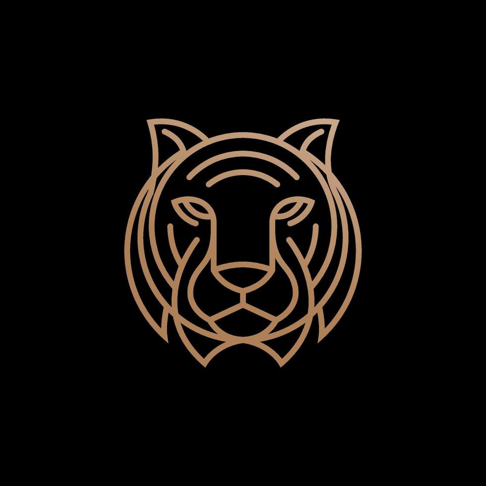 Tiger Head  Vector illustration of Linear Style Logo Design Template