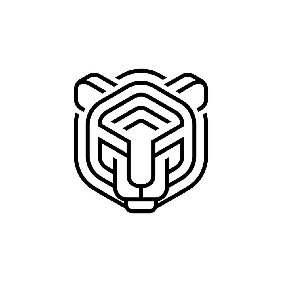 Tigre cabeza vector ilustración de lineal estilo logo diseño modelo