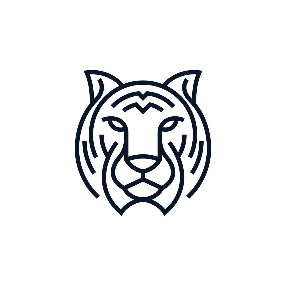 Tiger Head  Vector illustration of Linear Style Logo Design Template