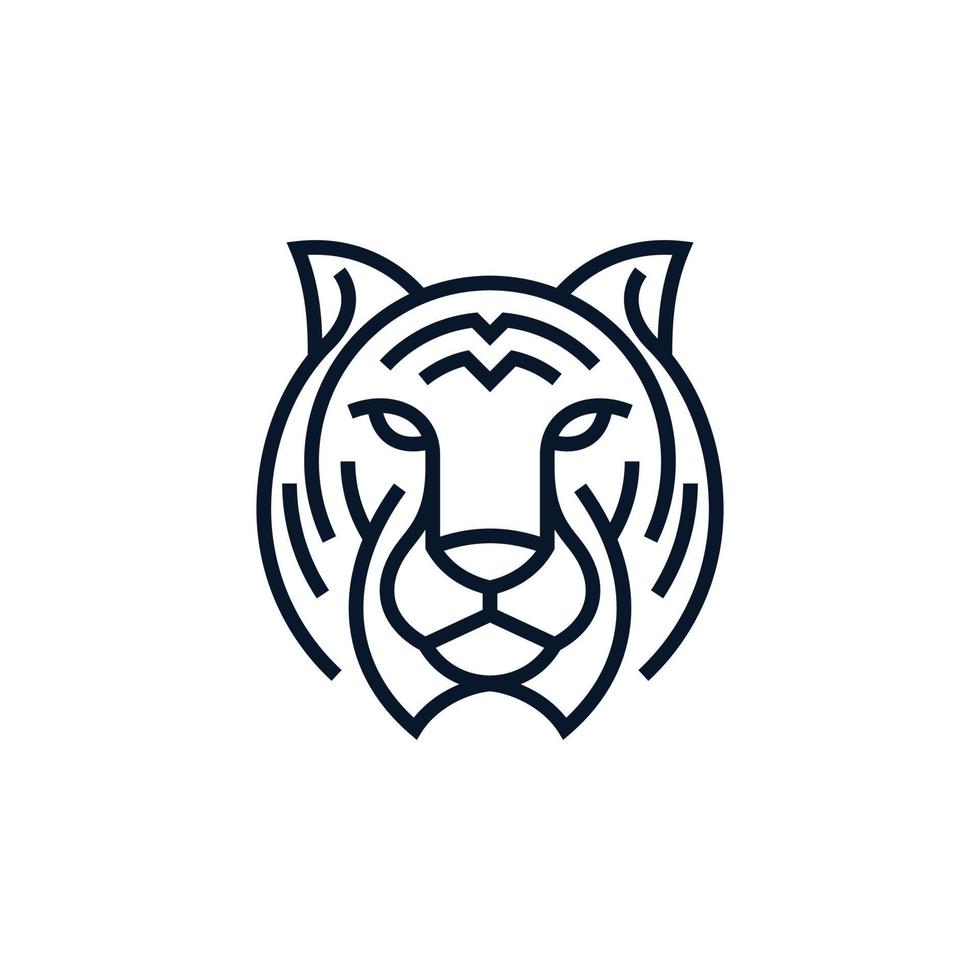 Tiger Head  Vector illustration of Linear Style Logo Design Template