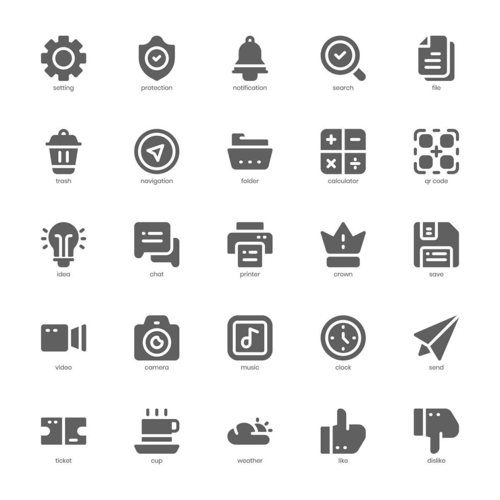 Mobile App icon pack for your website design, logo, app, and user interface. Mobile App icon glyph design. Vector graphics illustration and editable stroke.