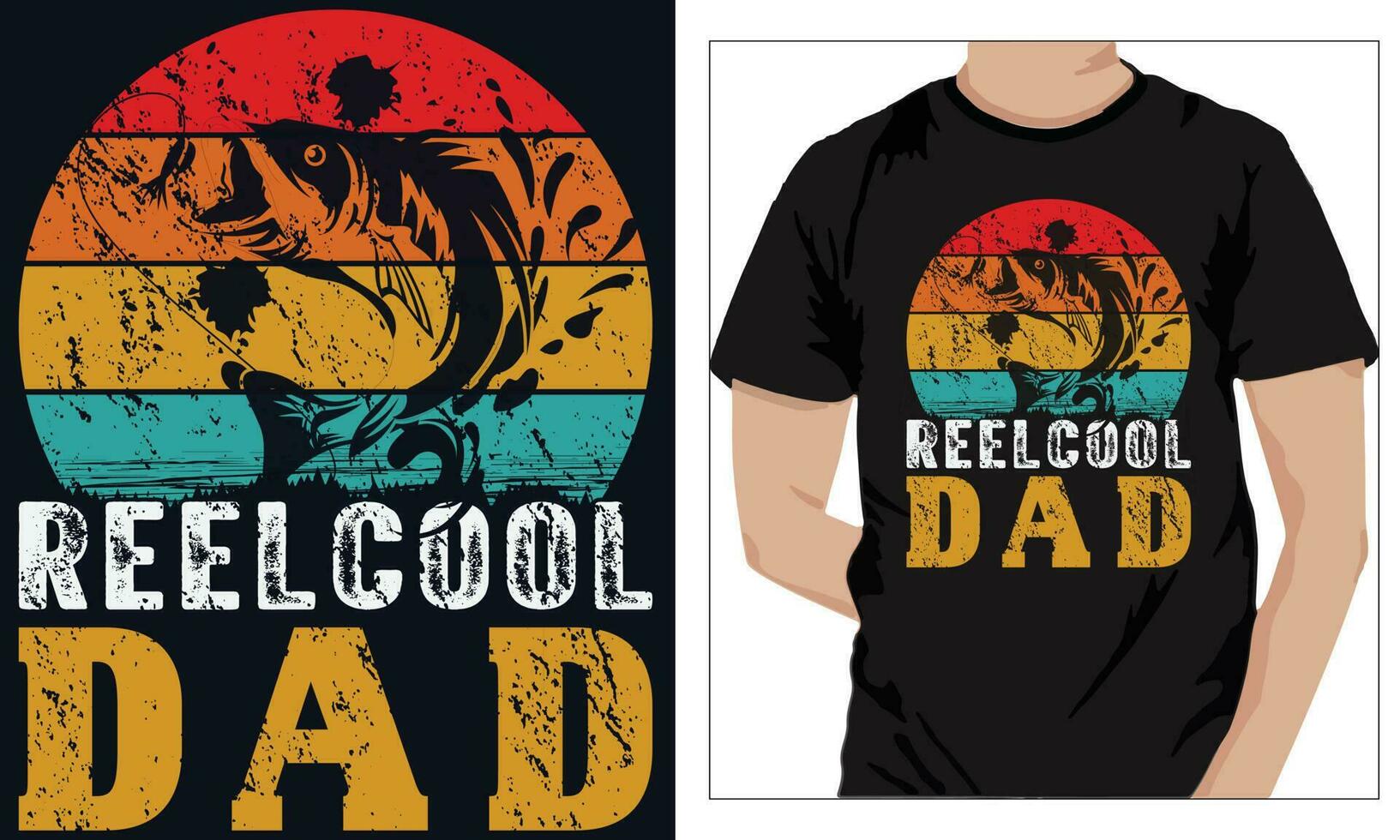 pescar camiseta diseño carrete frio papá vector