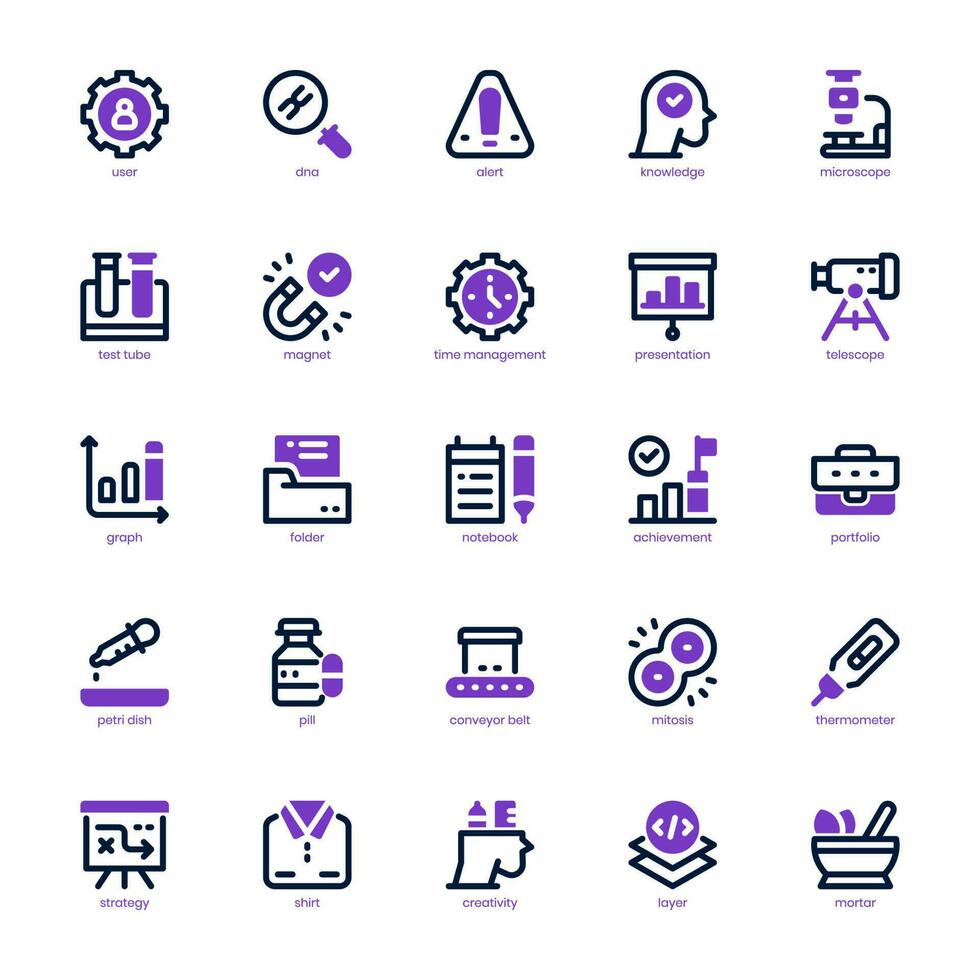 Research and Development Icon pack for your website design, logo, app, and user interface. Research and Development Icon mixed line and solid design. Vector graphics illustration and editable stroke.