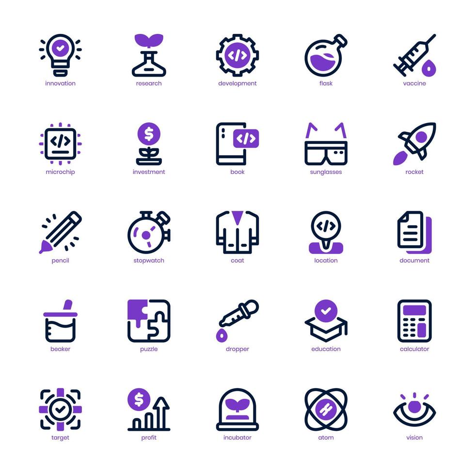 Research and Development Icon pack for your website design, logo, app, and user interface. Research and Development Icon mixed line and solid design. Vector graphics illustration and editable stroke.