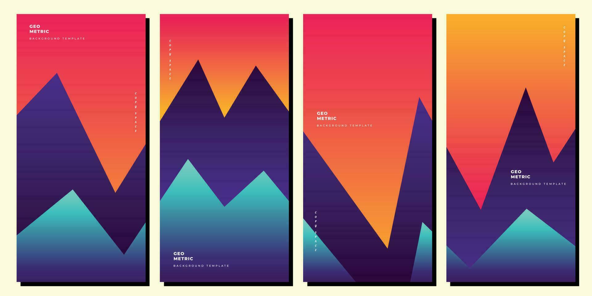 Abstract and colorful geometric spike poster design set vector