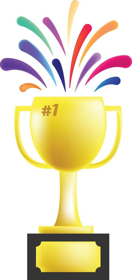Golden trophy cup with colorful sparks vector design