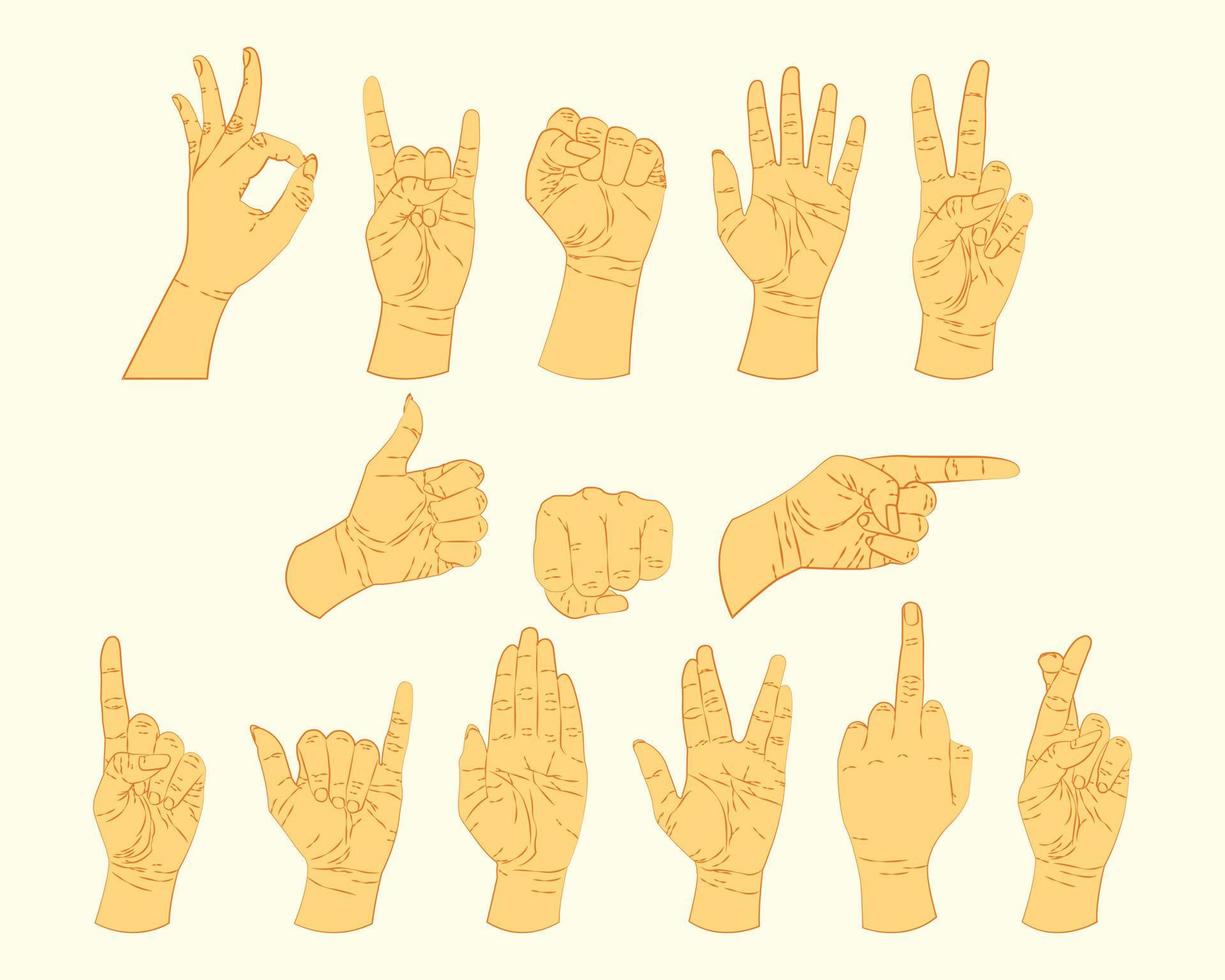 Hand sign Flat vector illustration. Simple and realistic hand gesture vector design template.