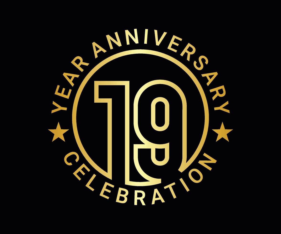 The ordinal number anniversary set is set in gold on a black background for a festive moment vector