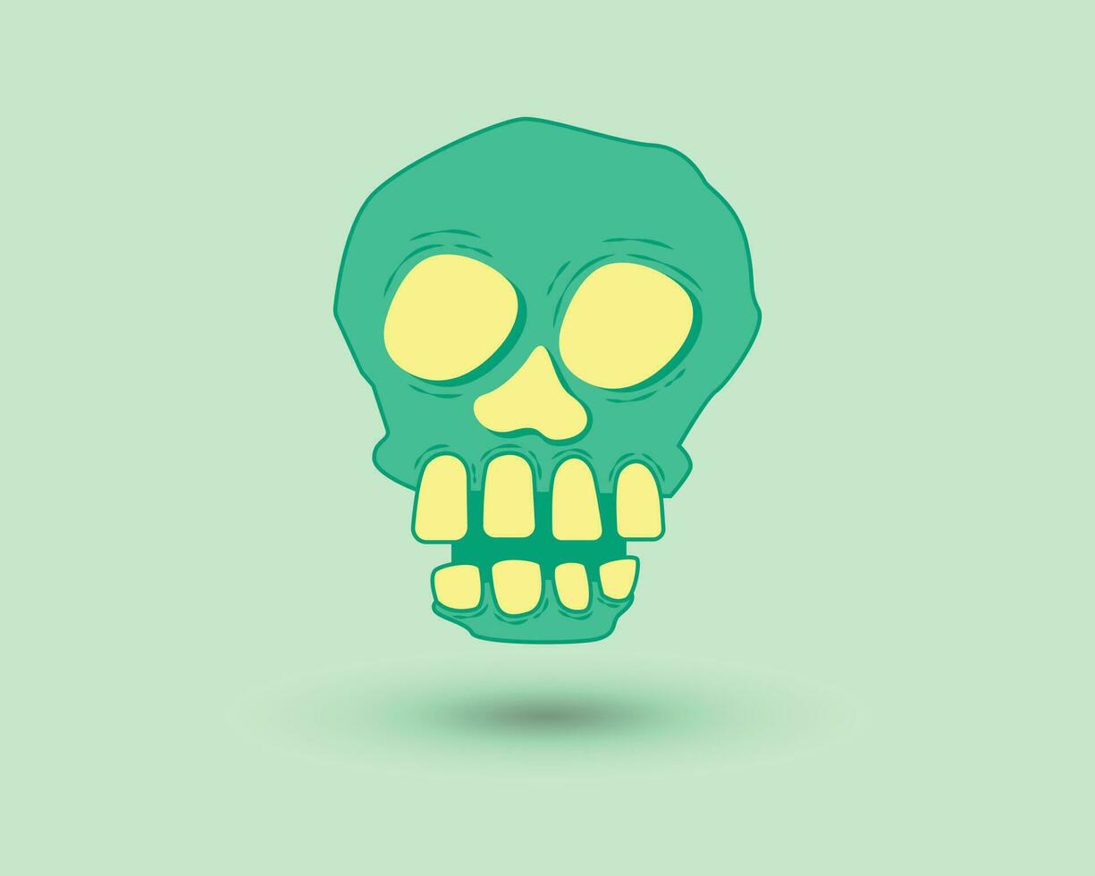 Green skull flat vector backgrouund template