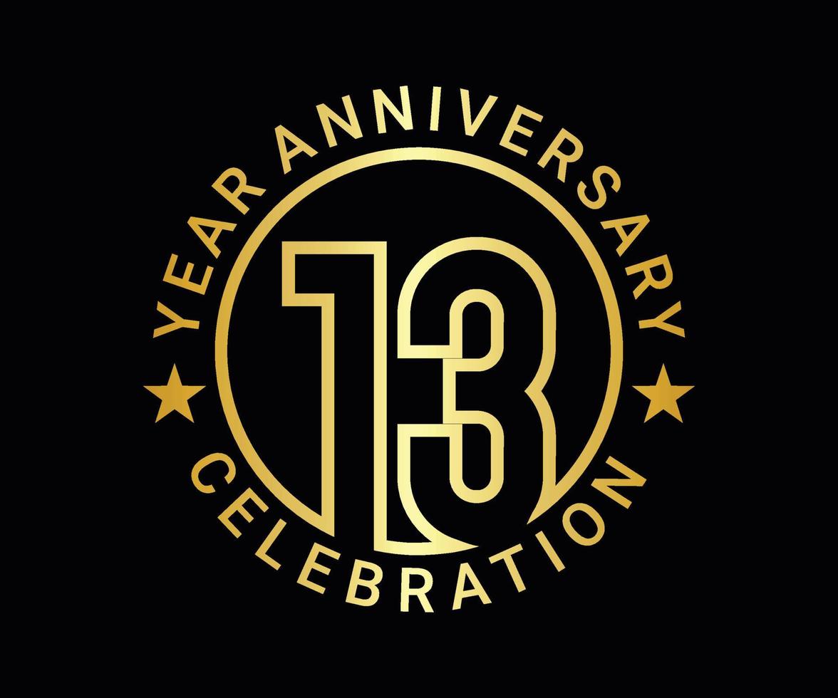 The ordinal number anniversary set is set in gold on a black background for a festive moment vector