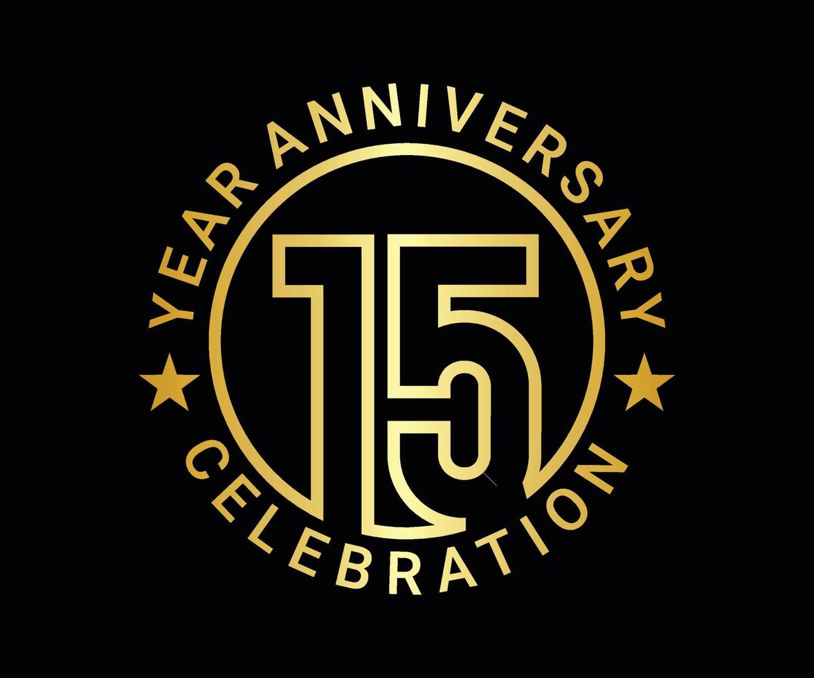 The ordinal number anniversary set is set in gold on a black background for a festive moment vector