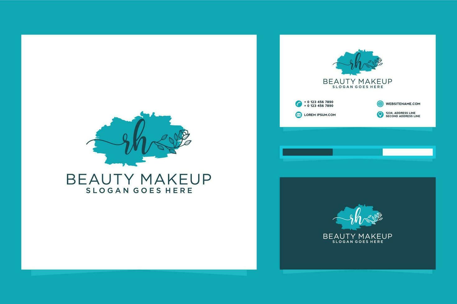 Initial RH Feminine logo collections and business card template Premium Vector