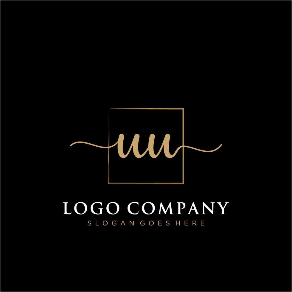 Initial UU feminine logo collections template. handwriting logo of initial signature, wedding, fashion, jewerly, boutique, floral and botanical with creative template for any company or business. vector