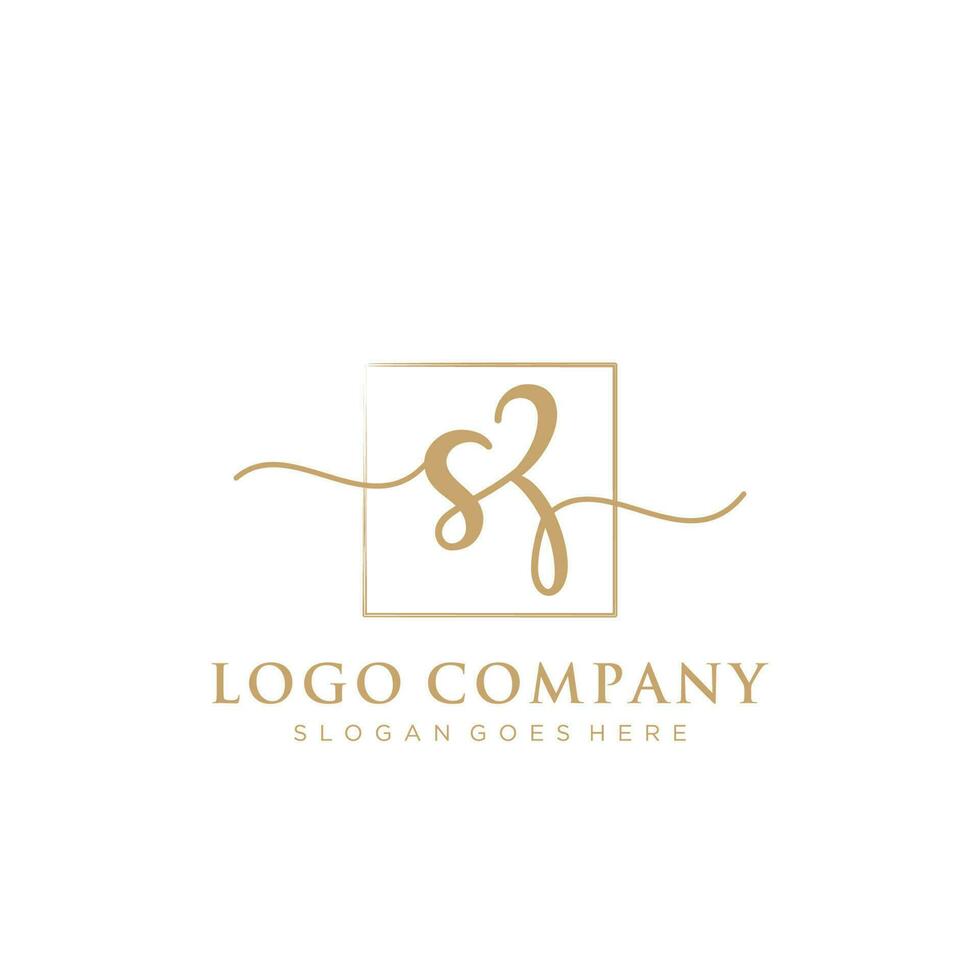 Initial SZ feminine logo collections template. handwriting logo of initial signature, wedding, fashion, jewerly, boutique, floral and botanical with creative template for any company or business. vector