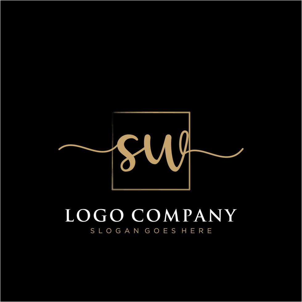 Initial SW feminine logo collections template. handwriting logo of initial signature, wedding, fashion, jewerly, boutique, floral and botanical with creative template for any company or business. vector
