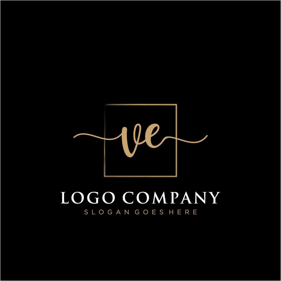 Initial VE feminine logo collections template. handwriting logo of initial signature, wedding, fashion, jewerly, boutique, floral and botanical with creative template for any company or business. vector