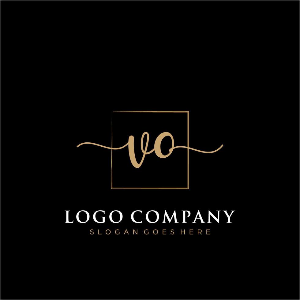 Initial VO feminine logo collections template. handwriting logo of initial signature, wedding, fashion, jewerly, boutique, floral and botanical with creative template for any company or business. vector