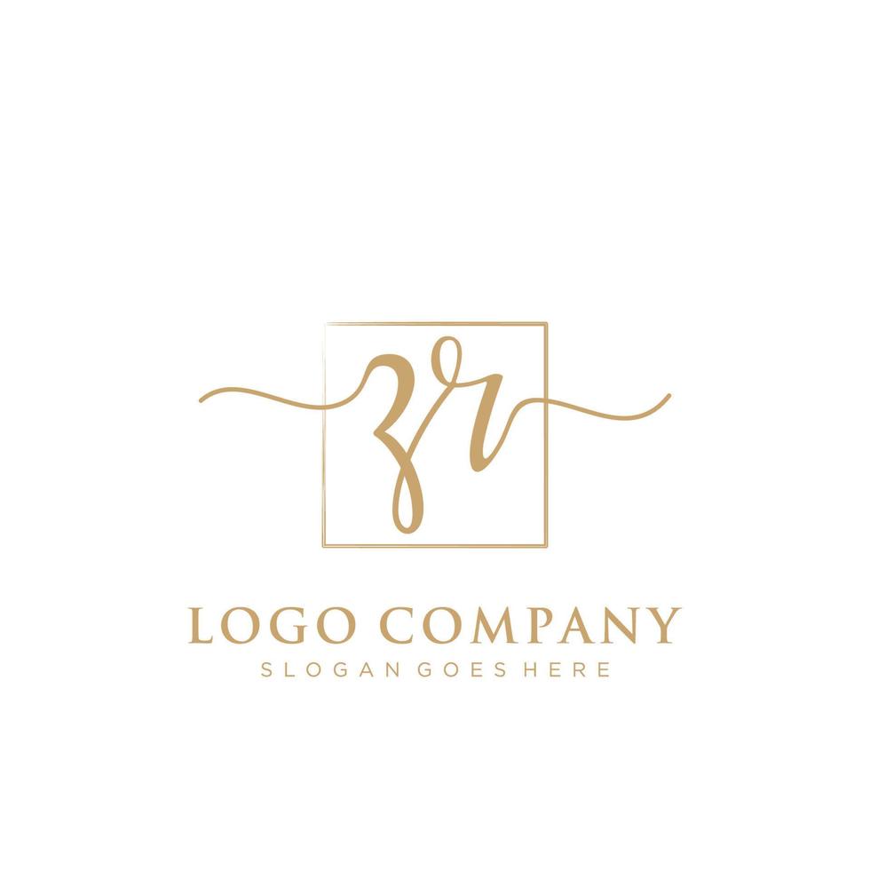 Initial ZR feminine logo collections template. handwriting logo of initial signature, wedding, fashion, jewerly, boutique, floral and botanical with creative template for any company or business. vector