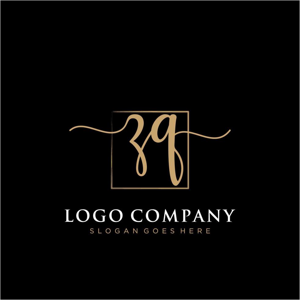 inicial zq femenino logo colecciones modelo. escritura logo de inicial firma, boda, moda, joyería, boutique, floral y botánico con creativo modelo para ninguna empresa o negocio. vector