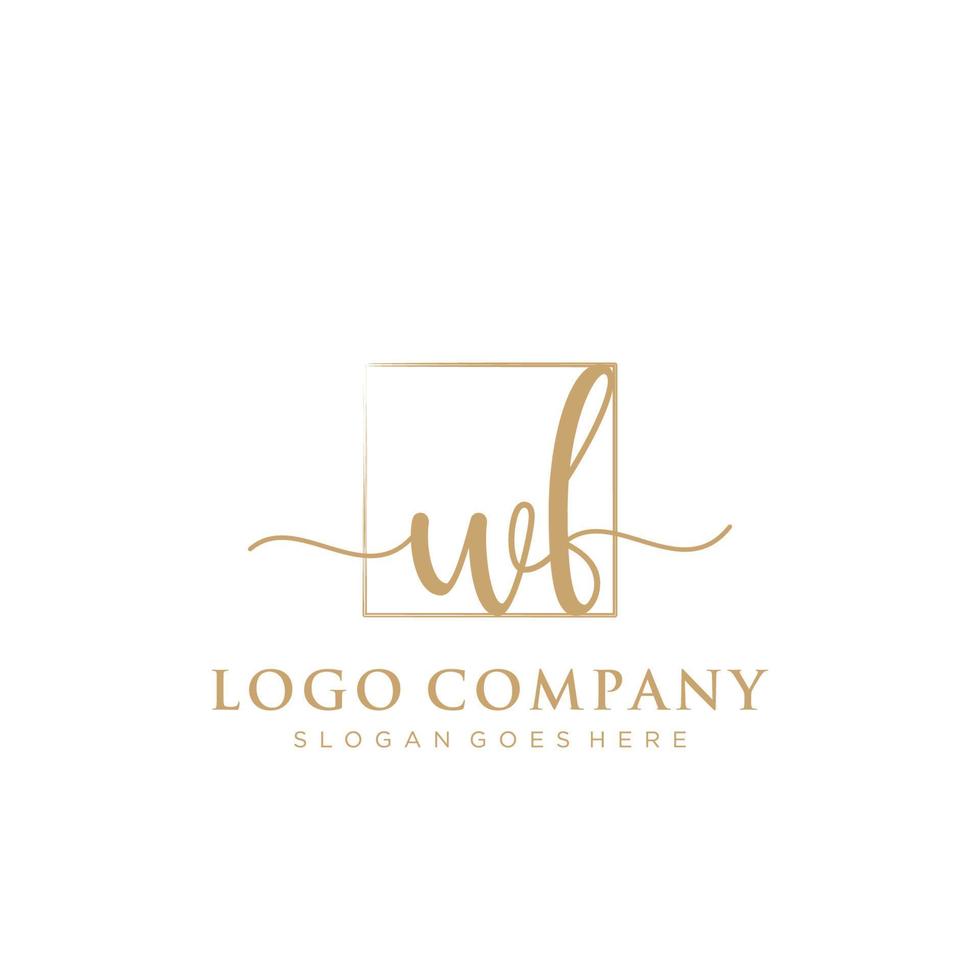 Initial WF feminine logo collections template. handwriting logo of initial signature, wedding, fashion, jewerly, boutique, floral and botanical with creative template for any company or business. vector