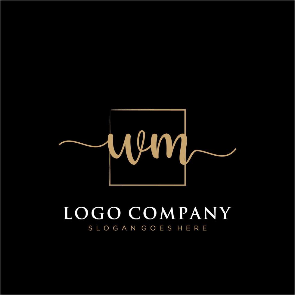 Initial WM feminine logo collections template. handwriting logo of initial signature, wedding, fashion, jewerly, boutique, floral and botanical with creative template for any company or business. vector
