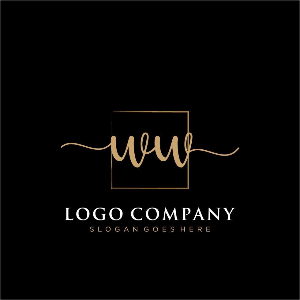 Initial WW feminine logo collections template. handwriting logo of initial signature, wedding, fashion, jewerly, boutique, floral and botanical with creative template for any company or business. vector
