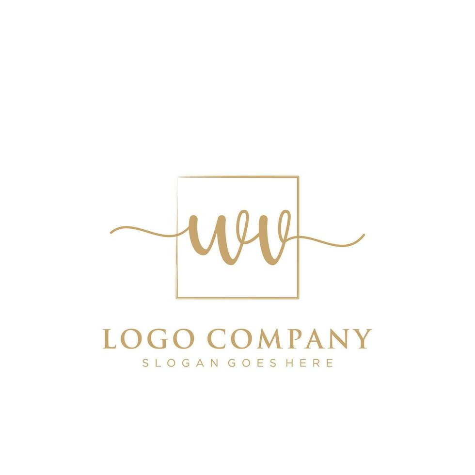 Initial WV feminine logo collections template. handwriting logo of initial signature, wedding, fashion, jewerly, boutique, floral and botanical with creative template for any company or business. vector