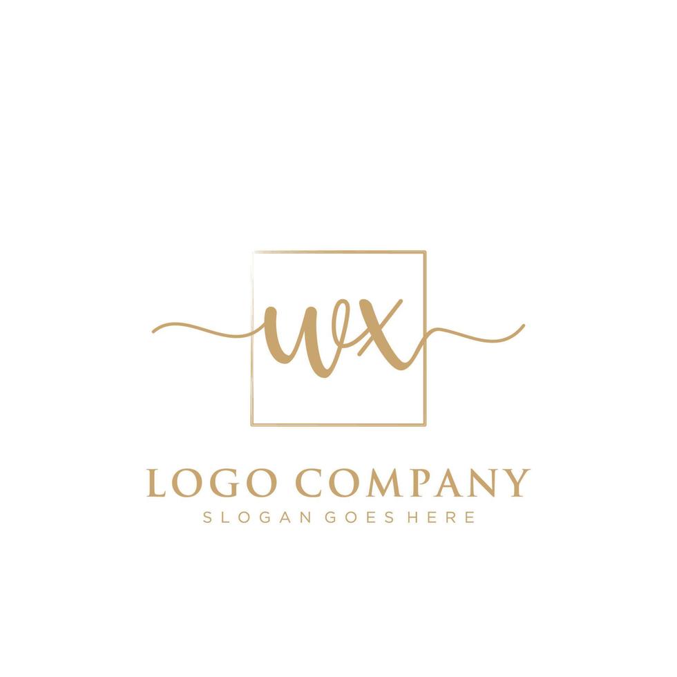 Initial WX feminine logo collections template. handwriting logo of initial signature, wedding, fashion, jewerly, boutique, floral and botanical with creative template for any company or business. vector