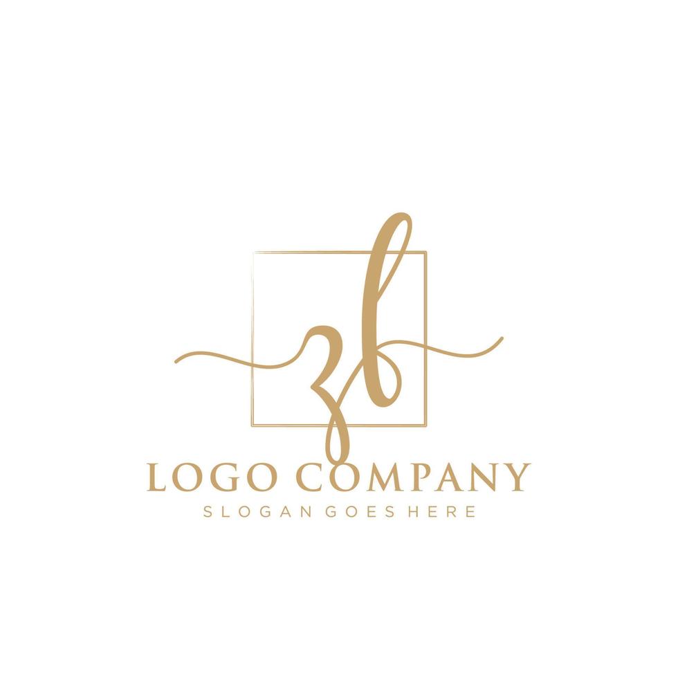 Initial ZF feminine logo collections template. handwriting logo of initial signature, wedding, fashion, jewerly, boutique, floral and botanical with creative template for any company or business. vector