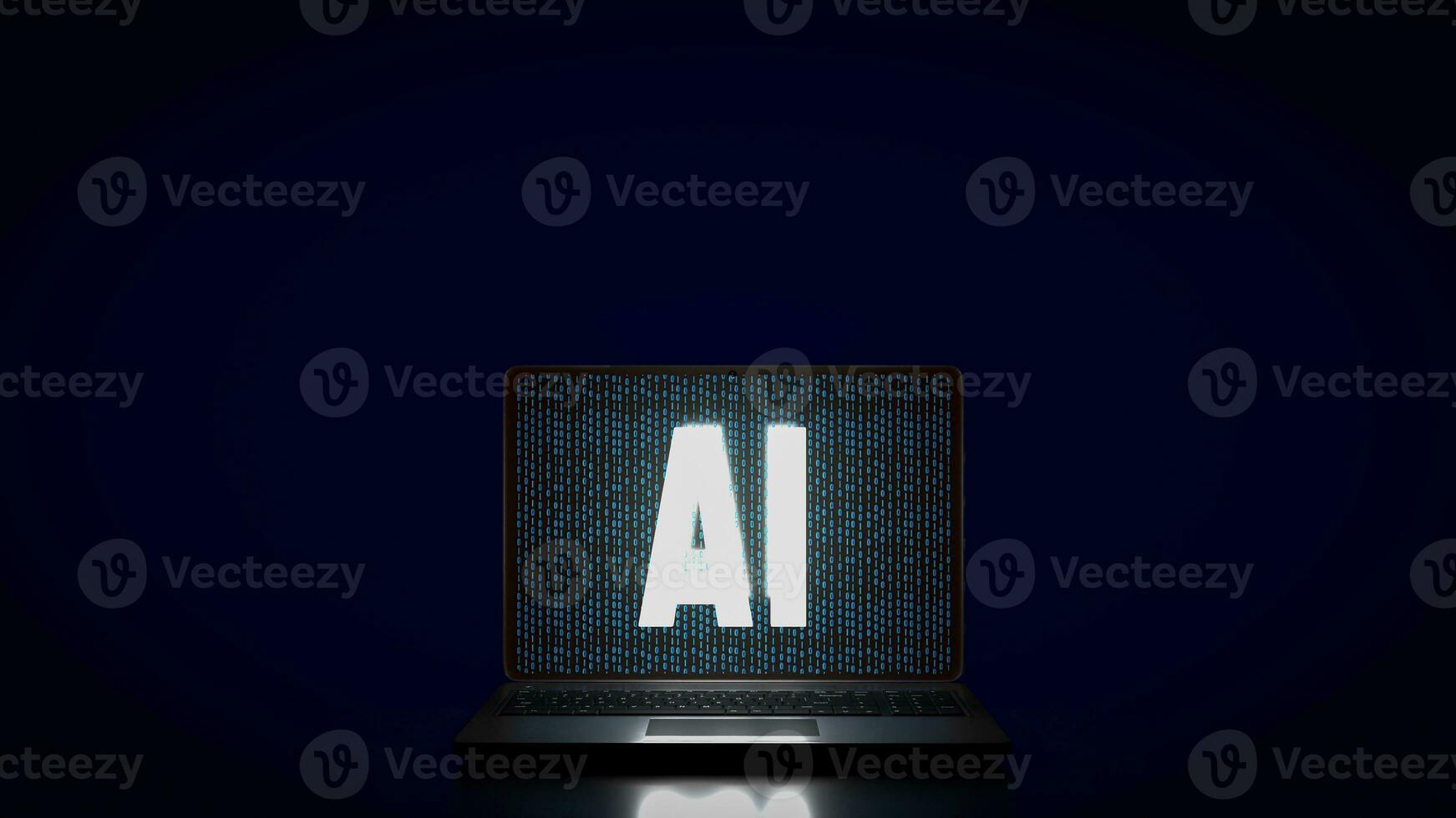 AI text on notebook for technology or it concept 3d photo