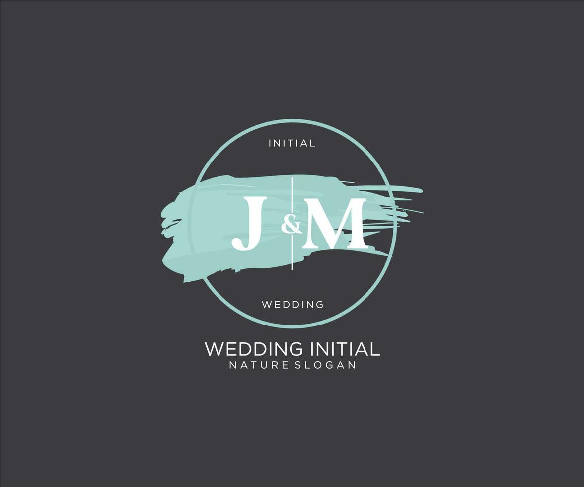 Initial JM Letter Beauty vector initial logo, handwriting logo of initial signature, wedding, fashion, jewerly, boutique, floral and botanical with creative template for any company or business.