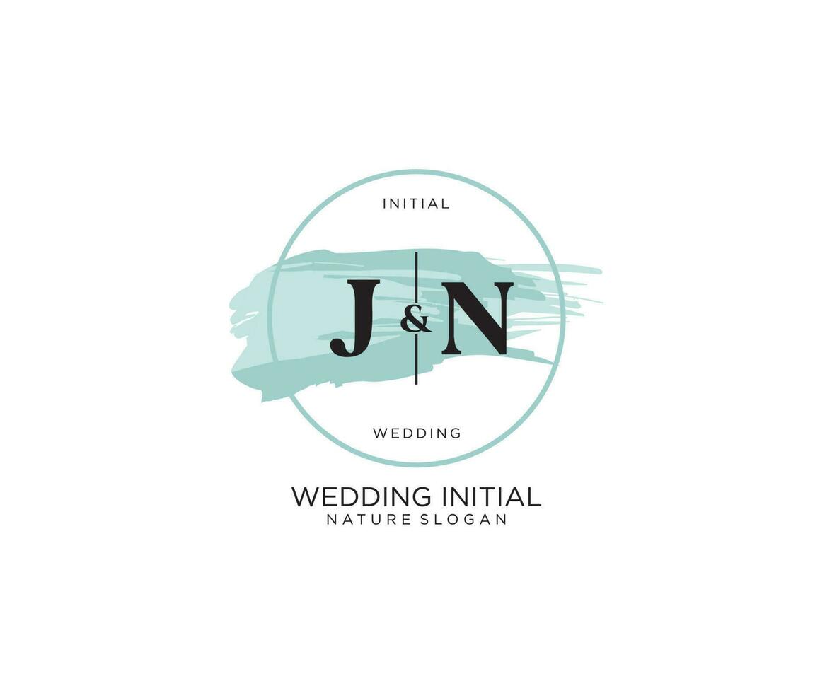 Initial JN Letter Beauty vector initial logo, handwriting logo of initial signature, wedding, fashion, jewerly, boutique, floral and botanical with creative template for any company or business.