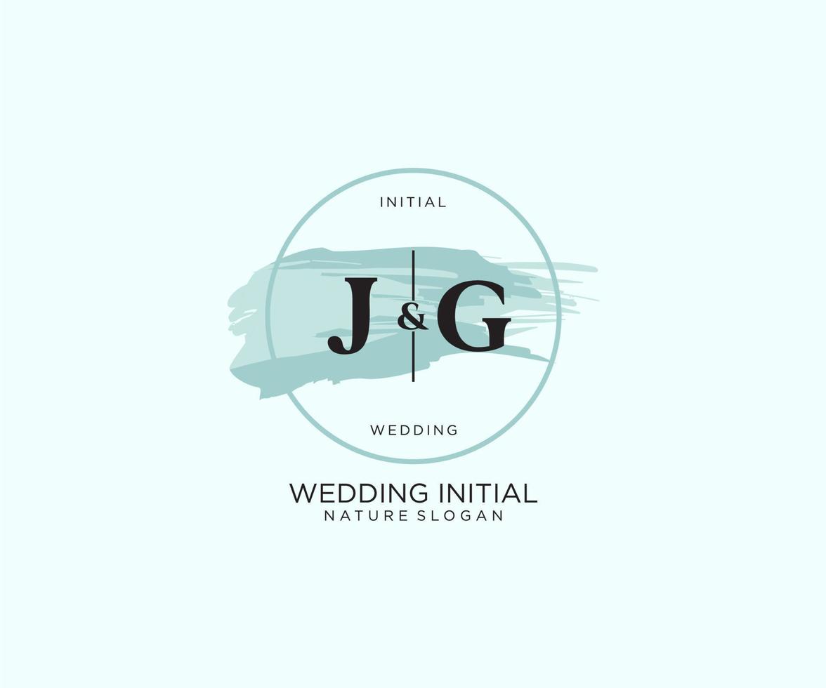 Initial JG Letter Beauty vector initial logo, handwriting logo of initial signature, wedding, fashion, jewerly, boutique, floral and botanical with creative template for any company or business.