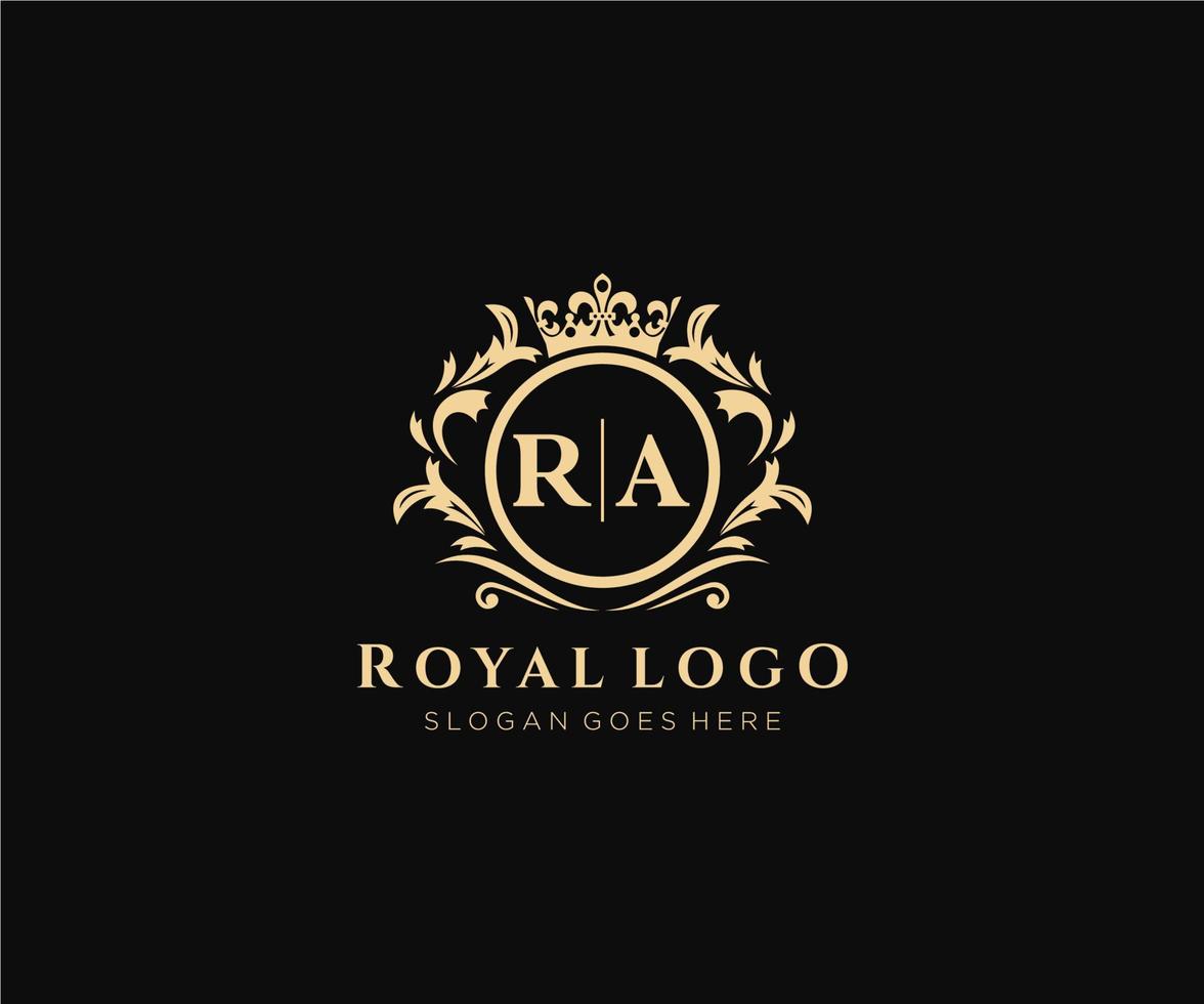 Initial RA Letter Luxurious Brand Logo Template, for Restaurant, Royalty, Boutique, Cafe, Hotel, Heraldic, Jewelry, Fashion and other vector illustration.