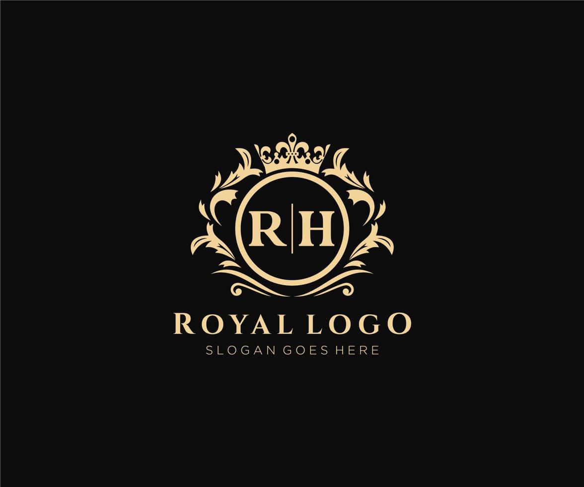 Initial RH Letter Luxurious Brand Logo Template, for Restaurant, Royalty, Boutique, Cafe, Hotel, Heraldic, Jewelry, Fashion and other vector illustration.