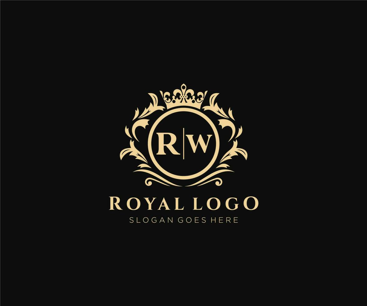 Initial RW Letter Luxurious Brand Logo Template, for Restaurant, Royalty, Boutique, Cafe, Hotel, Heraldic, Jewelry, Fashion and other vector illustration.