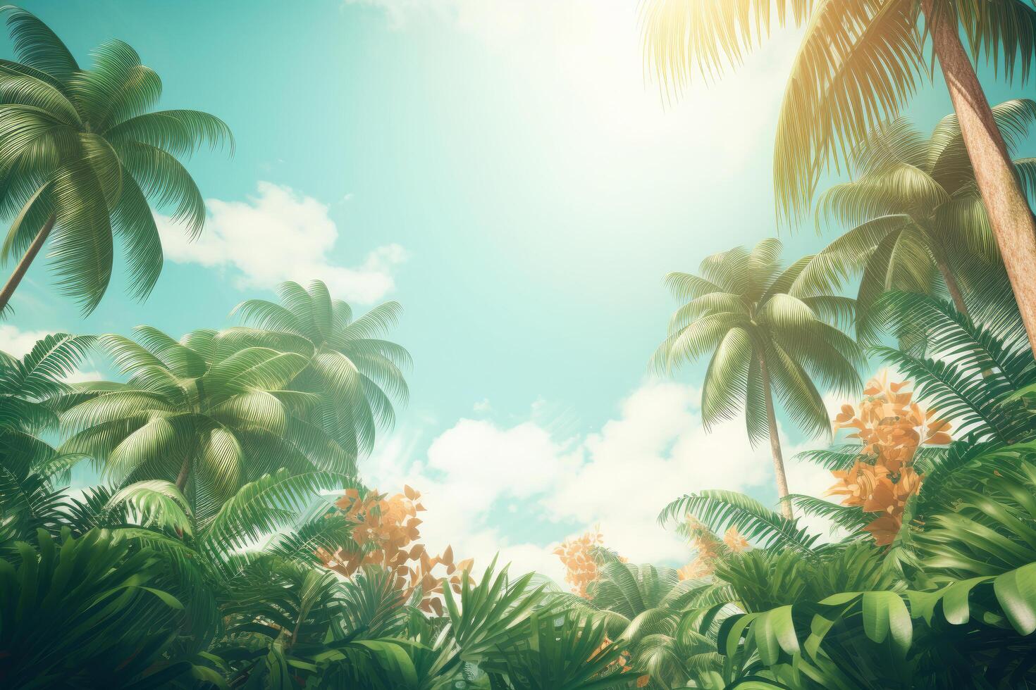 Summer tropical background with copy space. Illustration photo