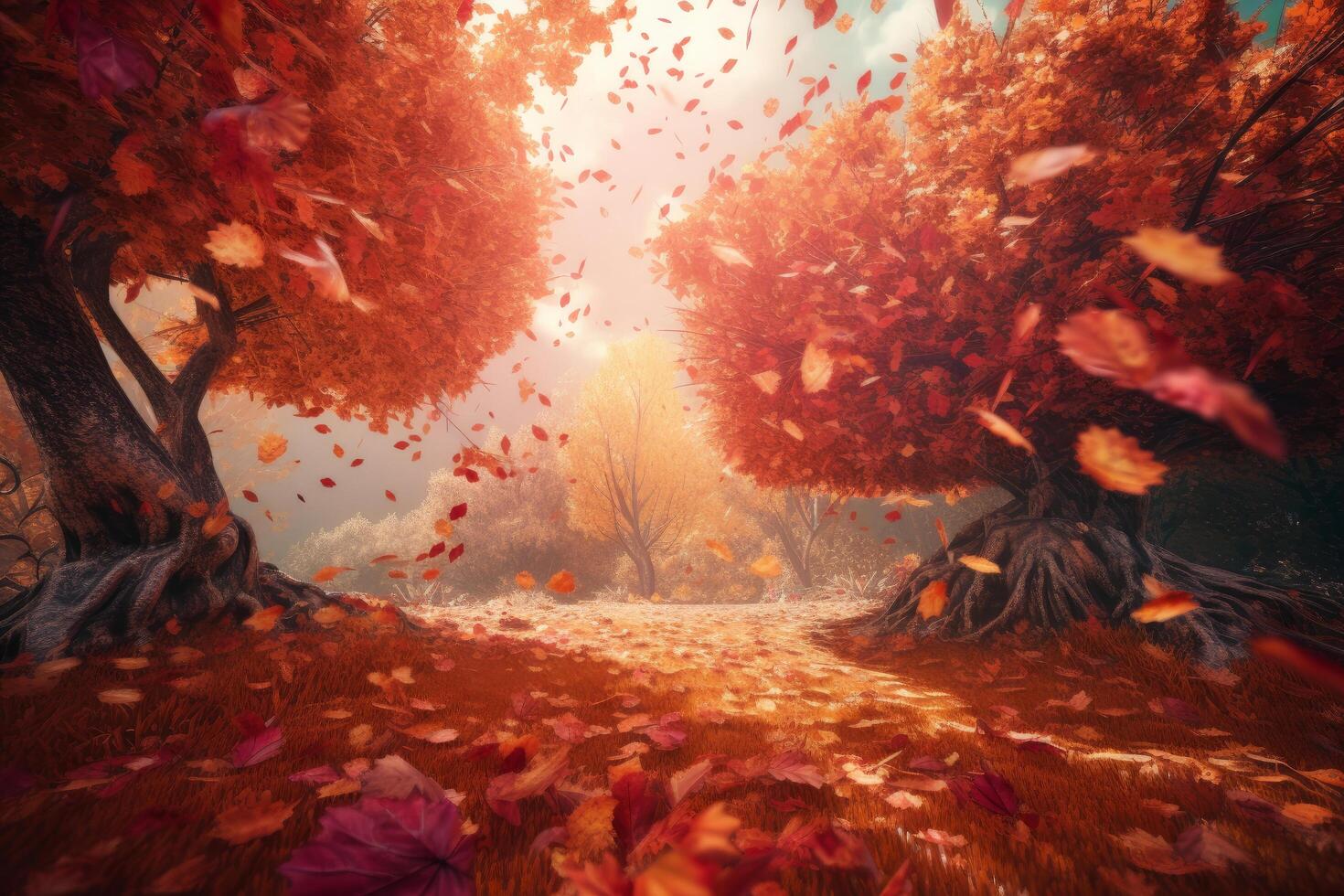 Magic autumn fall background. Illustration photo