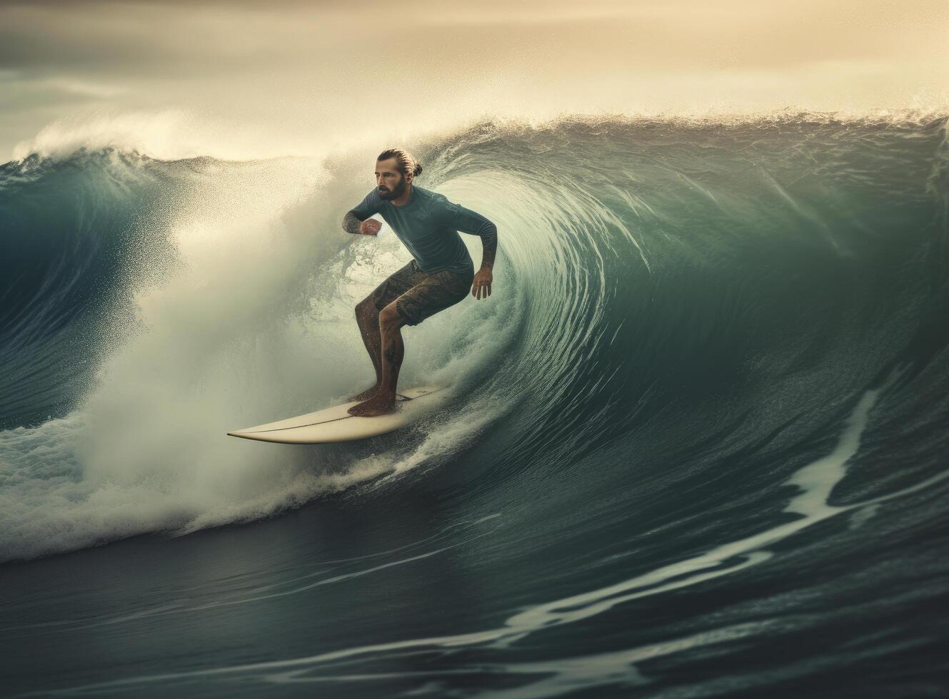 Surfer in ocean. Illustration photo