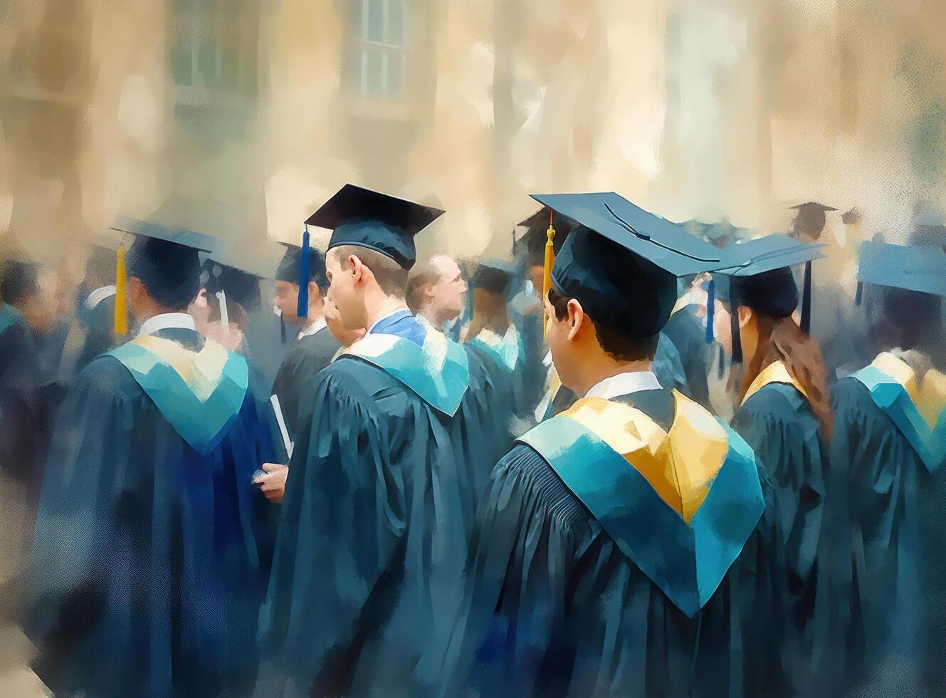 Graduated students. Illustration photo